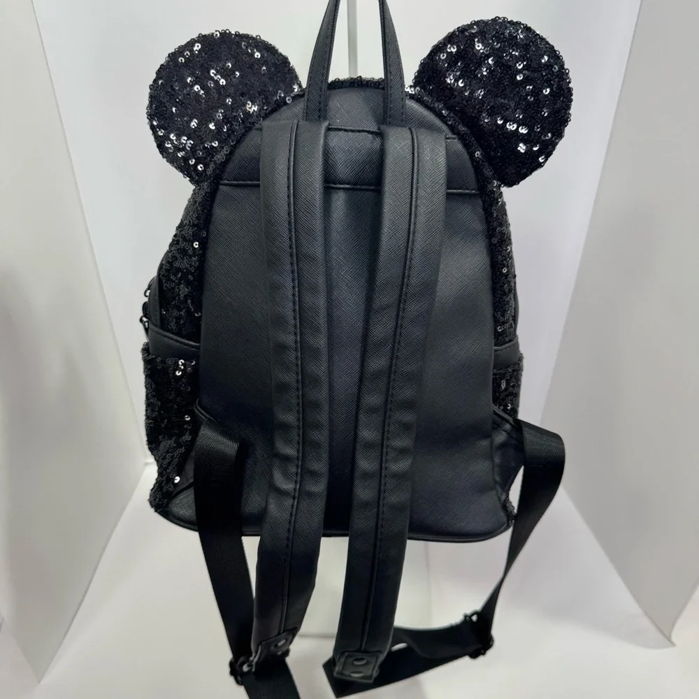 Disney Parks Loungefly Halloween Minnie Mouse Sequin Backpack Candy Corn Bow